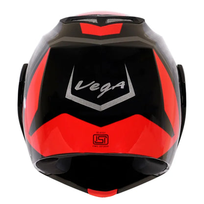 VEGA Crux Dx Dual Visor Checks Black Red Flip Up Helmet