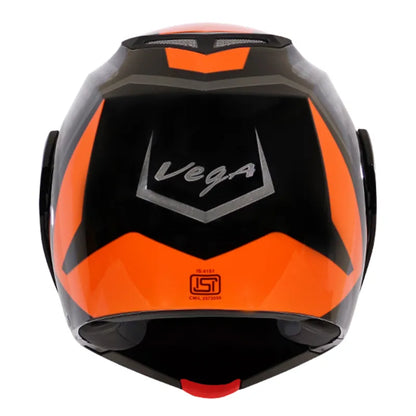 VEGA Crux Dx Checks Dull Black Orange Flip Up Helmet