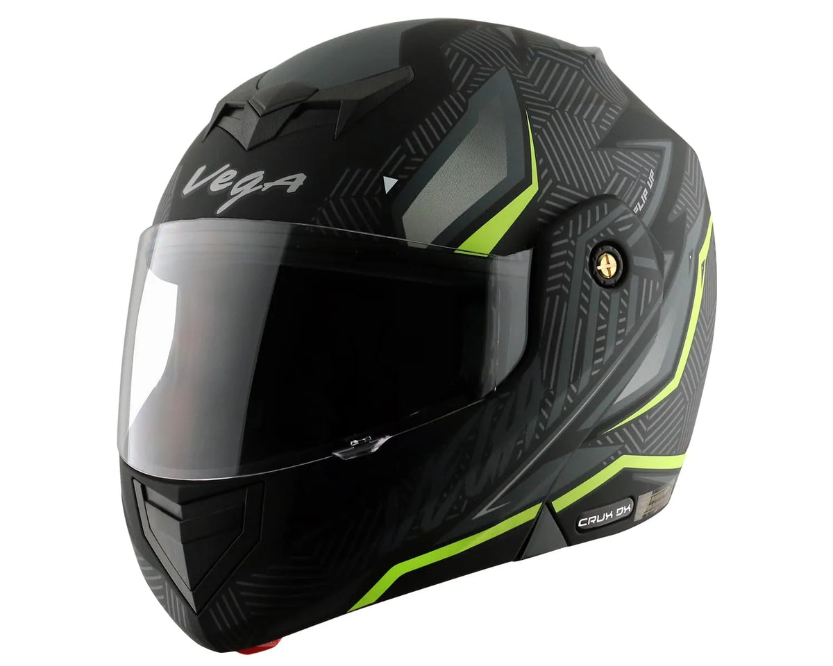 VEGA Crux Dx Energy Black Neon Green Flip Up Helmet