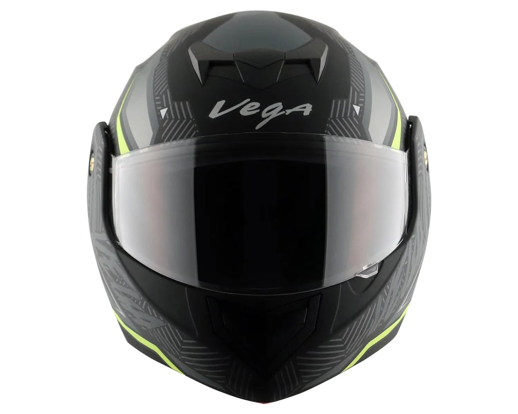 VEGA Crux Dx Energy Black Neon Green Flip Up Helmet