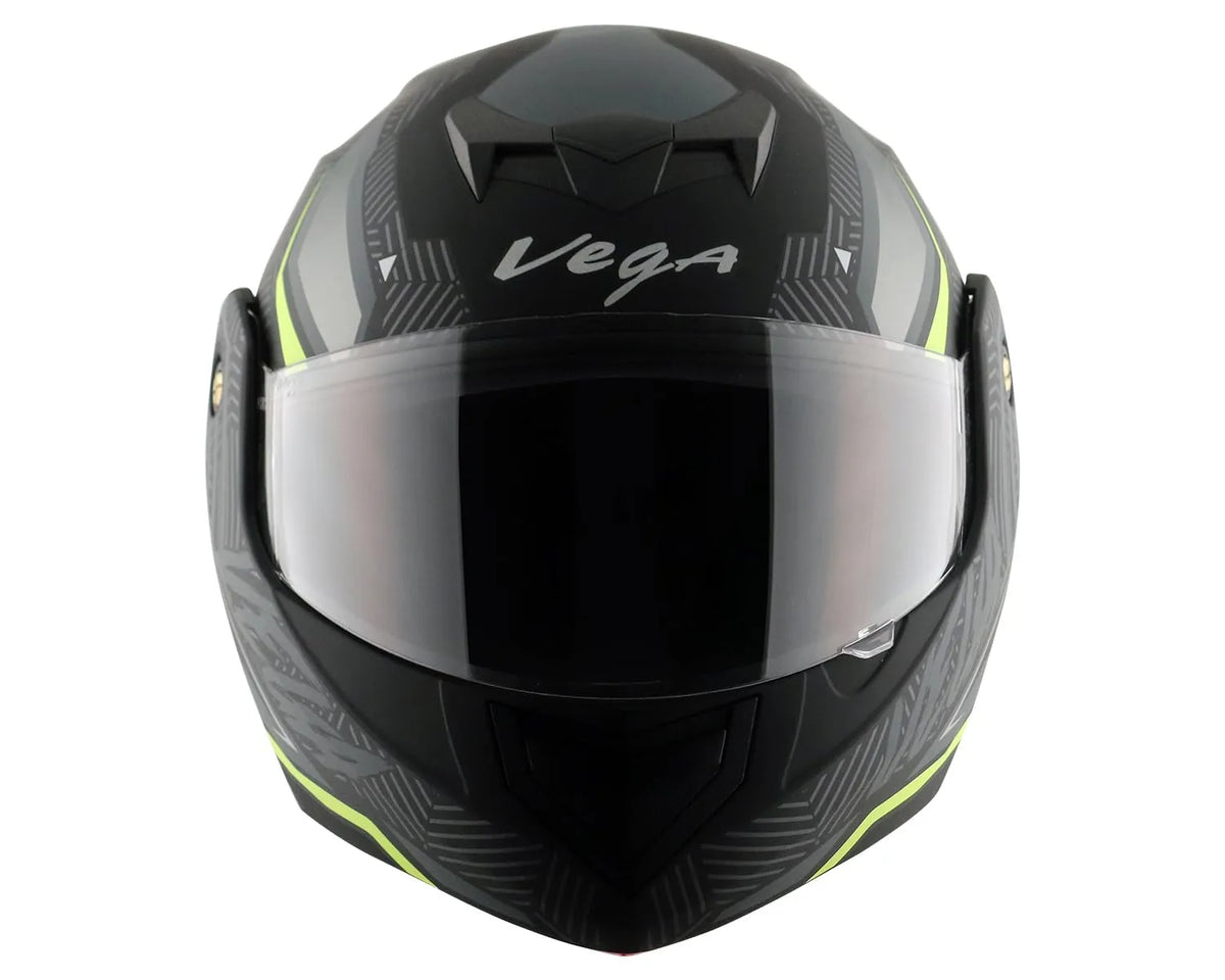VEGA Crux Dx Energy Black Neon Green Flip Up Helmet