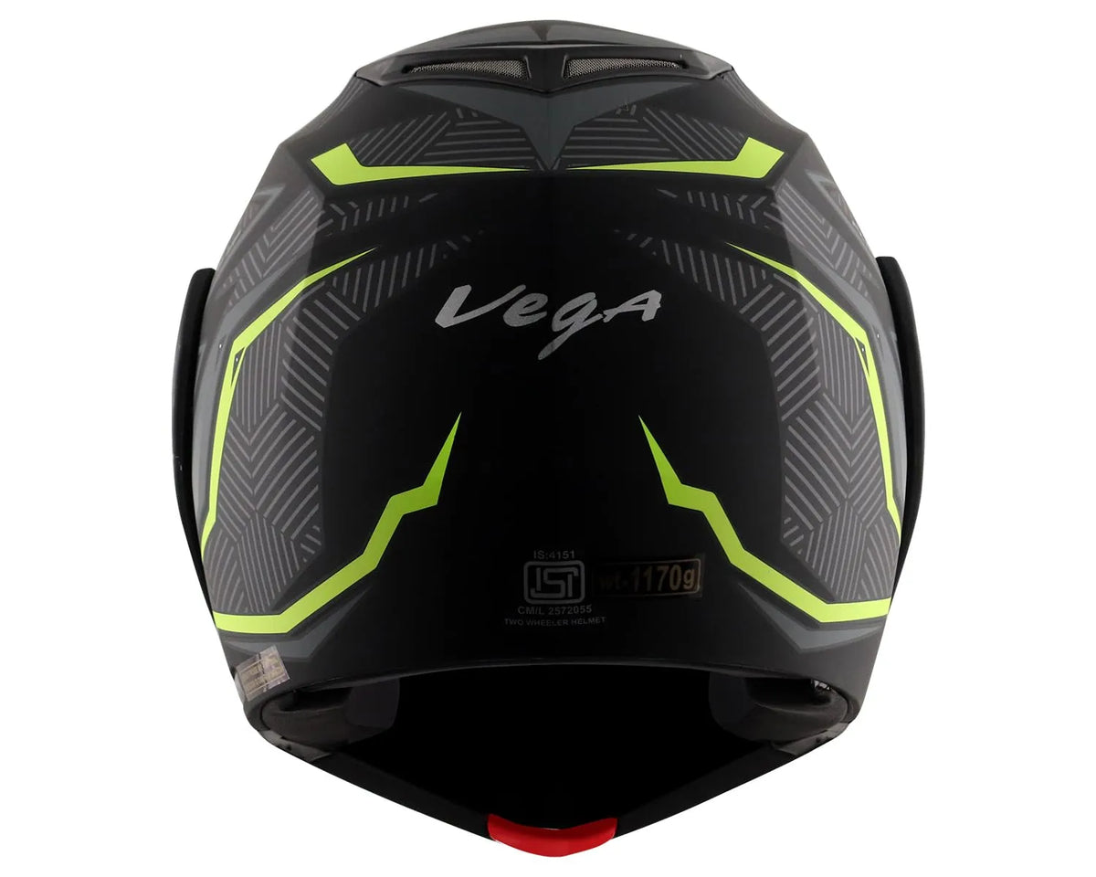 VEGA Crux Dx Energy Black Neon Green Flip Up Helmet