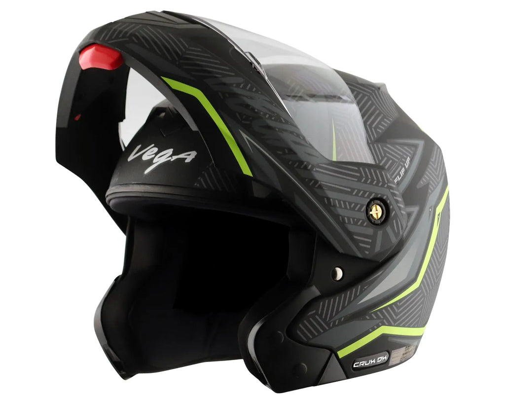 VEGA Crux Dx Energy Black Neon Green Flip Up Helmet