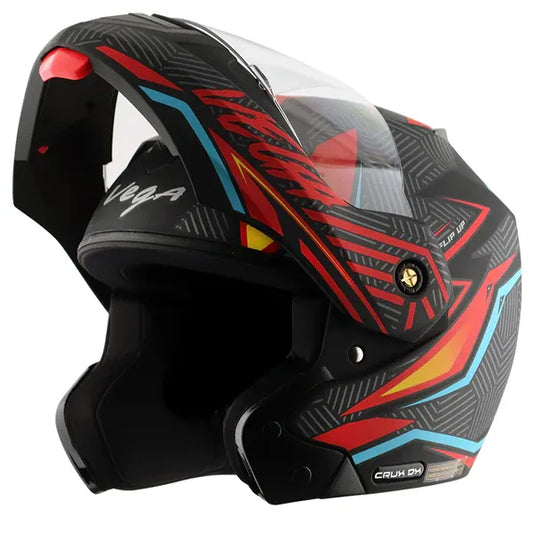 VEGA Crux Dx Energy Dull Black Red Flip Up Helmet