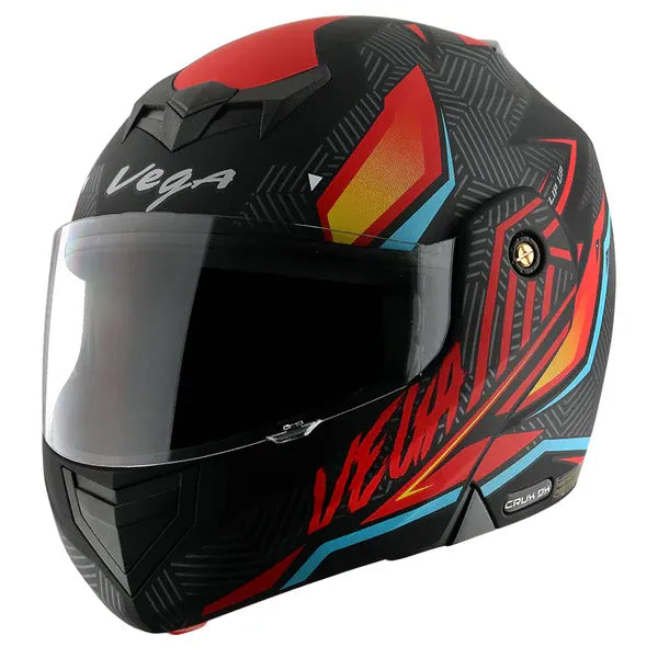 VEGA Crux Dx Energy Dull Black Red Flip Up Helmet
