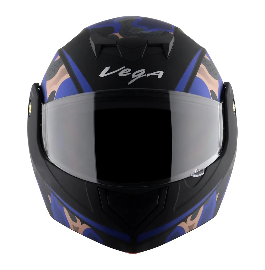VEGA Crux Dx Fighter Black M Blue Flip Up Helmet