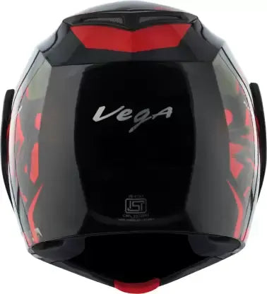 VEGA Crux Dx Fighter Dull Black Red Flip Up Helmet