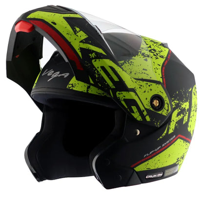 VEGA Crux Dx Victor Dull Black Neon Yellow Full Face Helmet