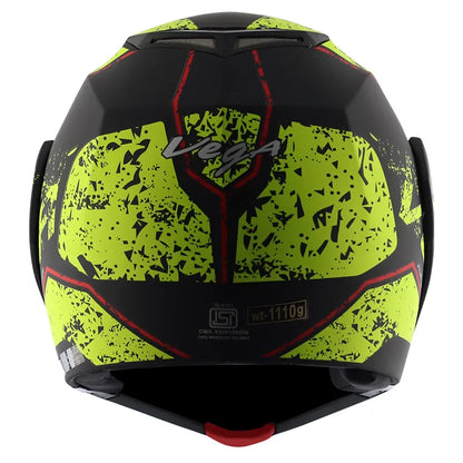 VEGA Crux Dx Victor Dull Black Neon Yellow Full Face Helmet