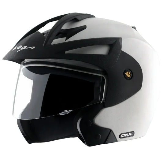 VEGA Crux Open Face White Half Face Helmet