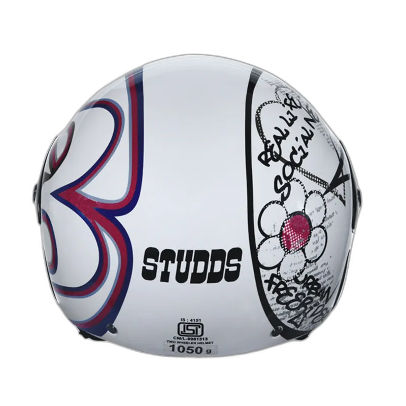 STUDDS Cub D3 White N2 Half Face Helmet