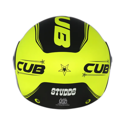 STUDDS Cub D4 Matt Neon Yellow N9 Half Face Helmet