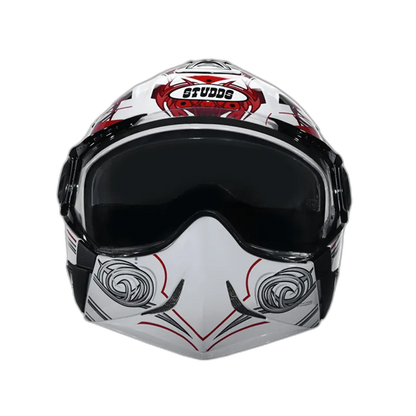 STUDDS Downtown D1 White N2 Fu Flip Up Helmet