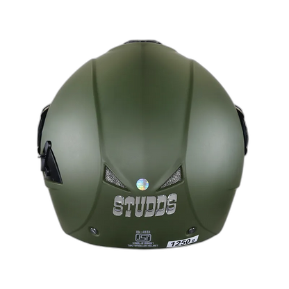 STUDDS Downtown Military Green Fu Flip Up Helmet