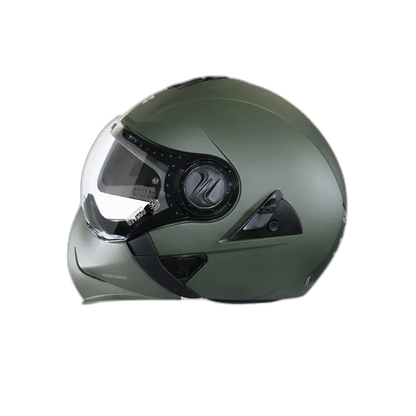 STUDDS Downtown Military Green Fu Flip Up Helmet