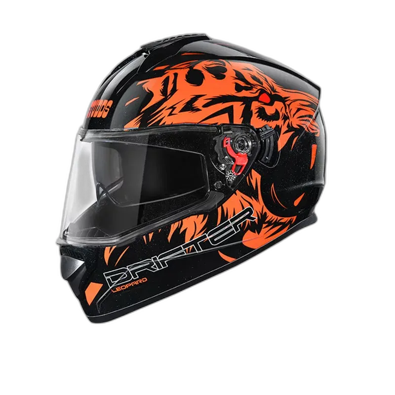STUDDS Drifter D2 Black N10 Orange Full Face Helmet