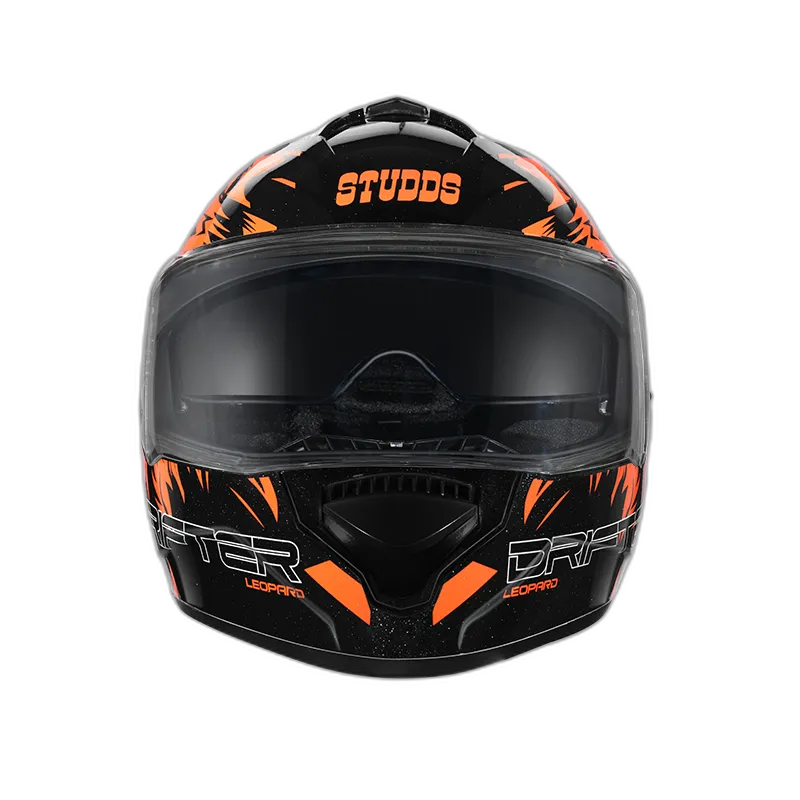 STUDDS Drifter D2 Black N10 Orange Full Face Helmet