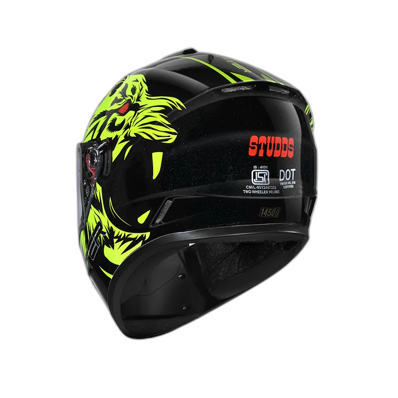 STUDDS Drifter D2 Black N5 Neon Yellow Full Face Helmet