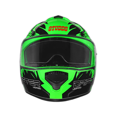 STUDDS Drifter D2 Green N9 Black Full Face Helmet