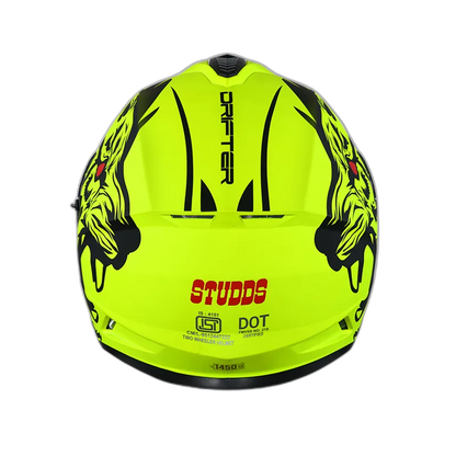 STUDDS Drifter D2 Neon Yellow N9 Black Full Face Helmet