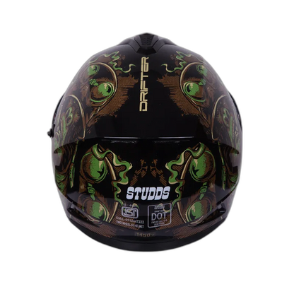 STUDDS Drifter D3 Black Green N3 Full Face Helmet