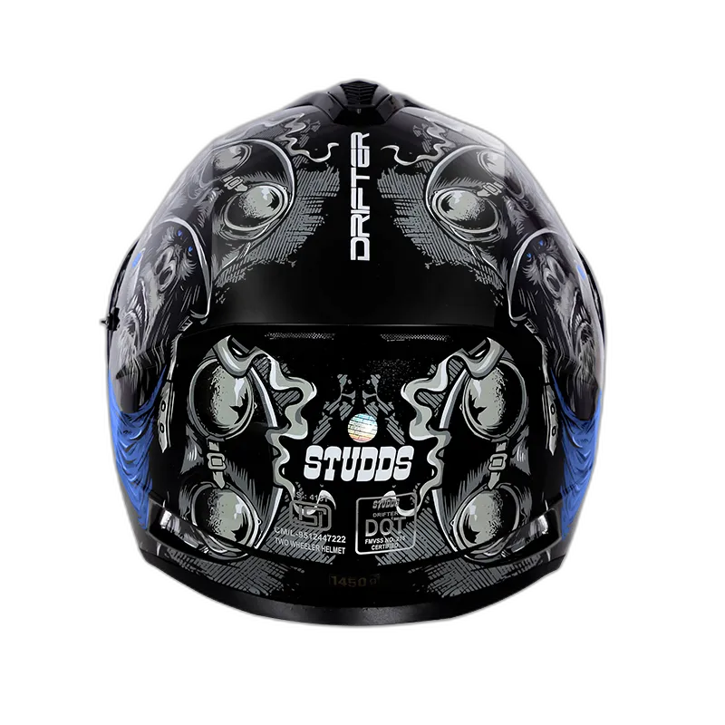 STUDDS Drifter D3 Black Grey N1 Blue Full Face Helmet