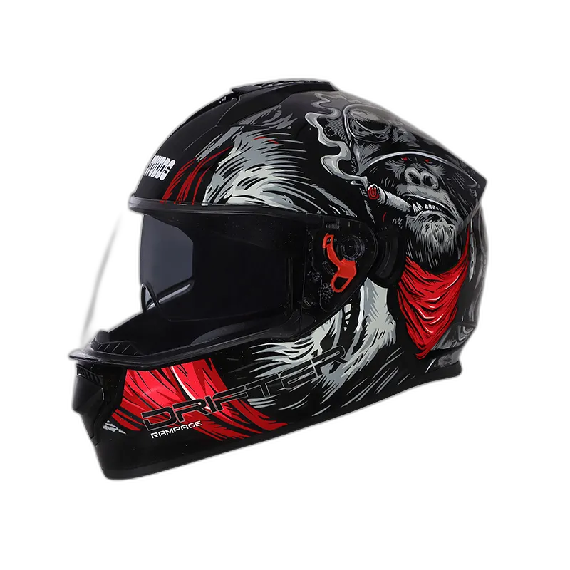 STUDDS Drifter D3 Black Grey N2 Red Full Face Helmet