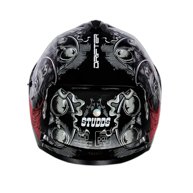 STUDDS Drifter D3 Black Grey N2 Red Full Face Helmet