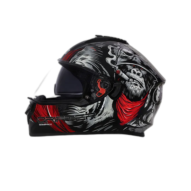 STUDDS Drifter D3 Black Grey N2 Red Full Face Helmet
