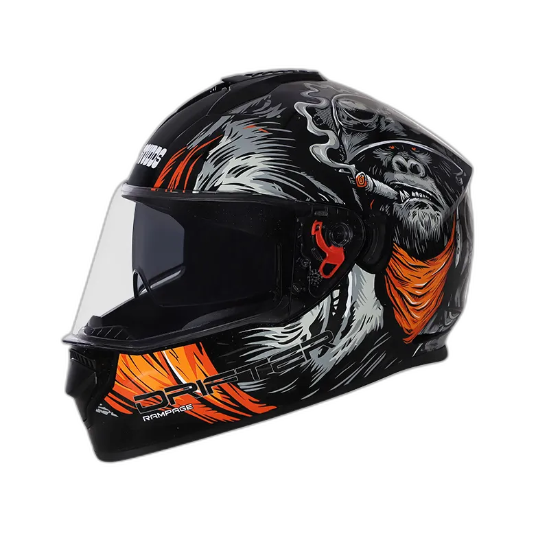 STUDDS Drifter D3 Black N10 Orange Full Face Helmet