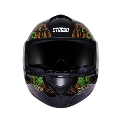 STUDDS Drifter D3 Black N3 Green Full Face Helmet