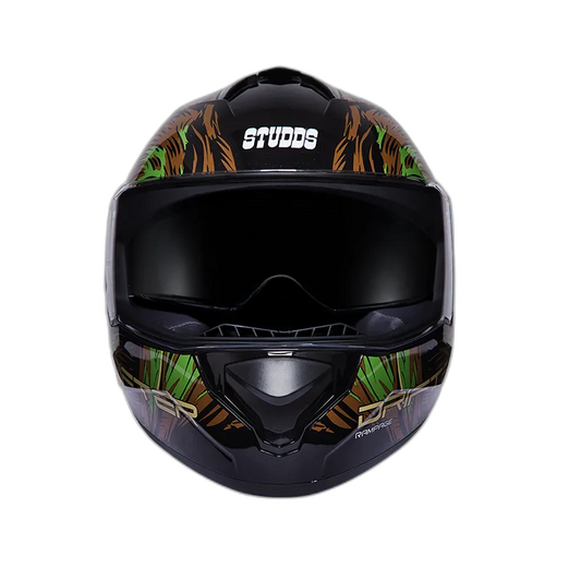 STUDDS Drifter D3 Black N3 Green Full Face Helmet