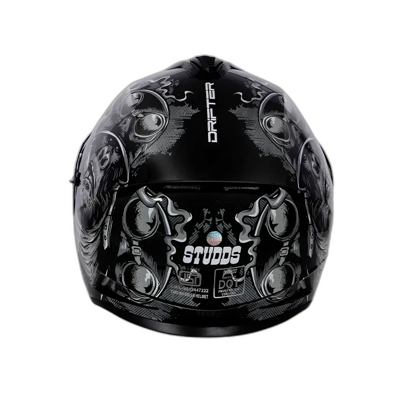 STUDDS Drifter D3 Black N4 Grey Full Face Helmet