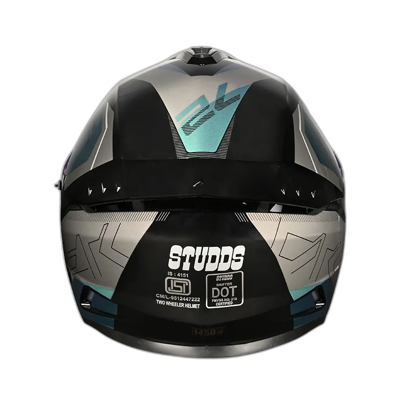 STUDDS Drifter D6 Rebellion Black Blue Chameleon N1 Full Face Helmet