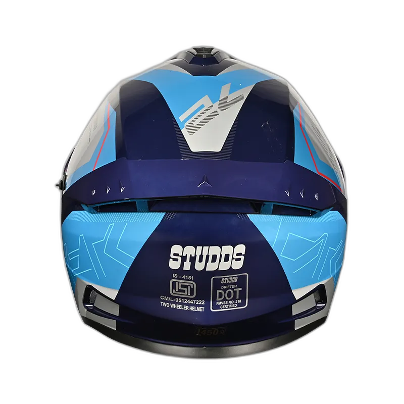 STUDDS Drifter D6 Rebellion Blue Trqs N1 Full Face Helmet