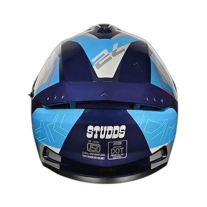 STUDDS Drifter D6 Rebellion Matt Blue Trqs N1 Full Face Helmet