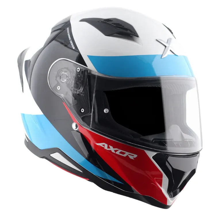 AXOR Hunter Turbo White Red Full Face Helmet