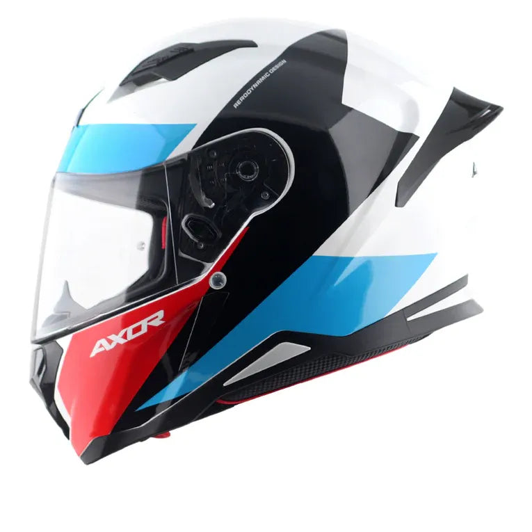AXOR Hunter Turbo White Red Full Face Helmet