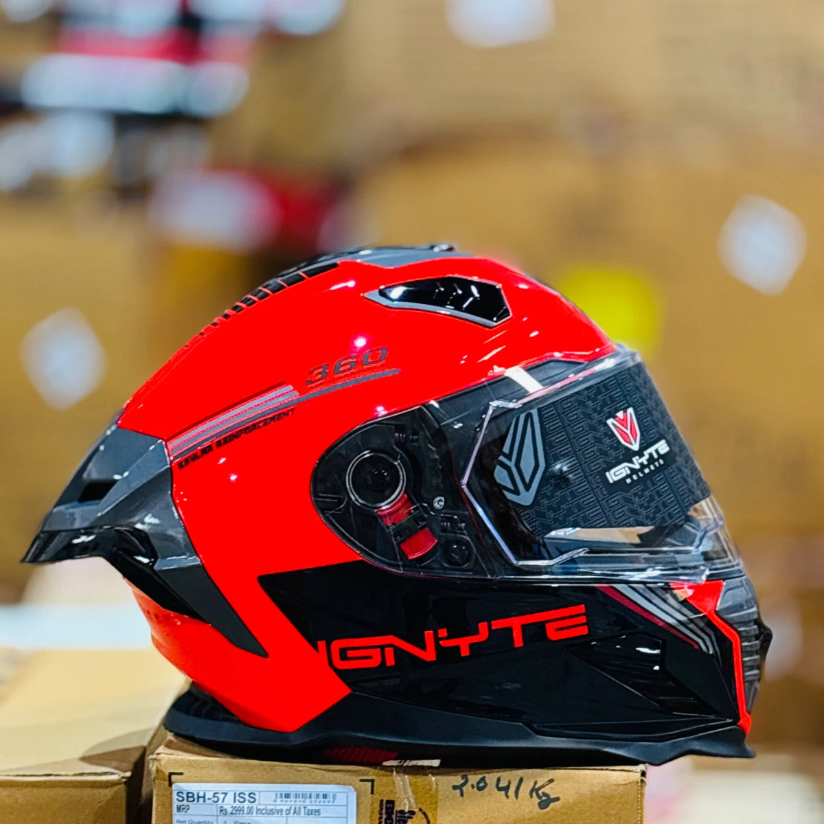 Ignyte Ign-16 Quantumm Red Grey Full Face Helmet
