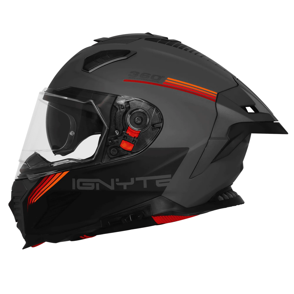 Ignyte Ign16 Quantumm Grey Red Orange Full Face Helmet
