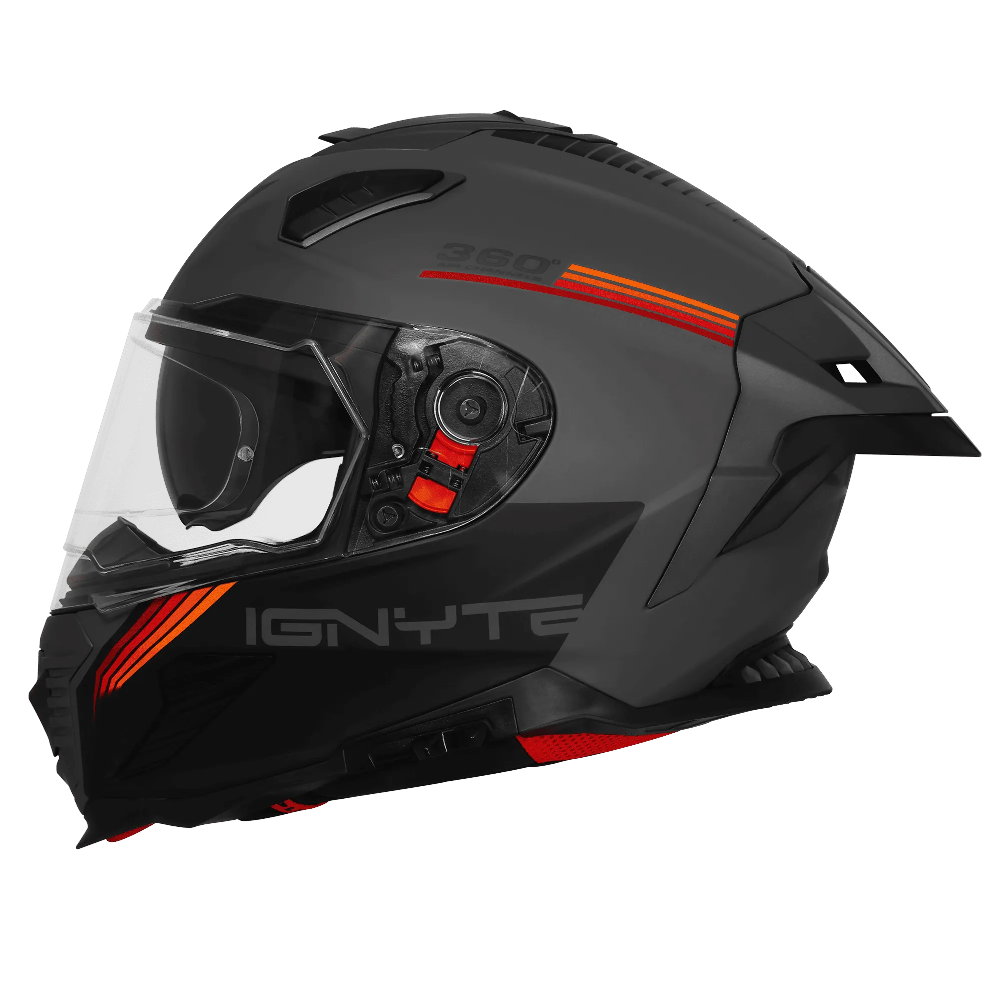 Ignyte Ign16 Quantumm Grey Red Orange Full Face Helmet