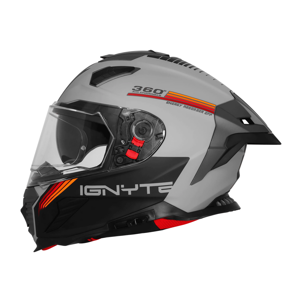 Ignyte Ign 16 Quantumm Titanium Gray Orange Red Full Face Helmet