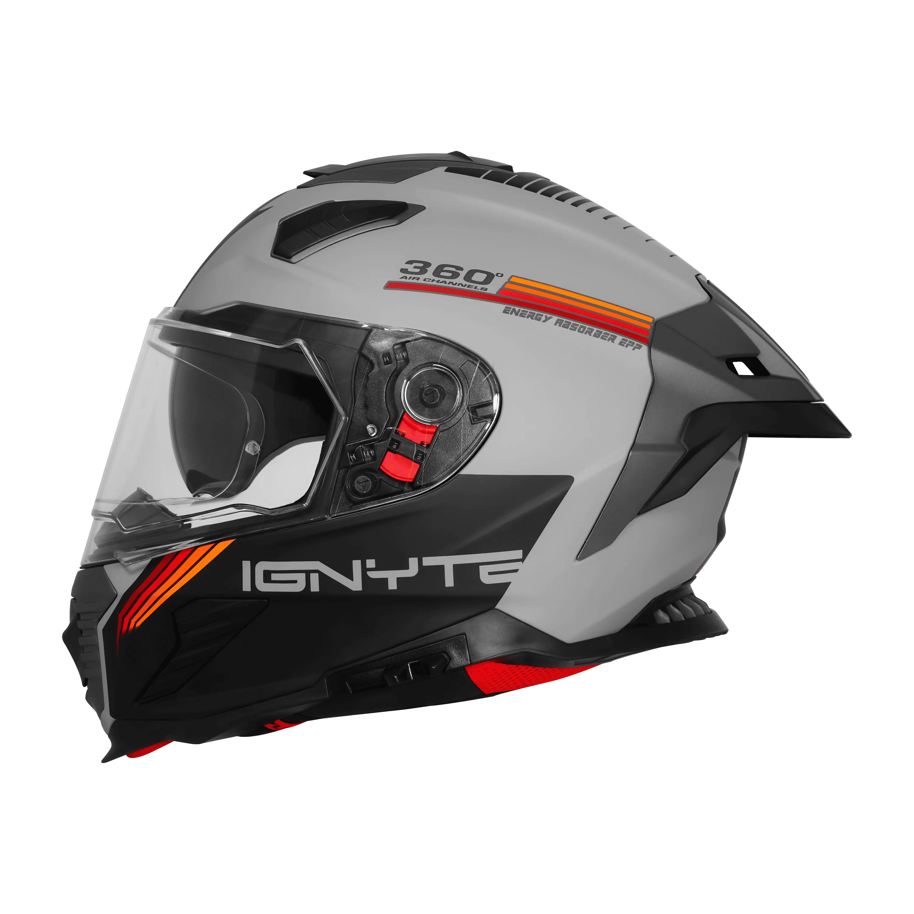 Ignyte Ign 16 Quantumm Titanium Gray Orange Red Full Face Helmet