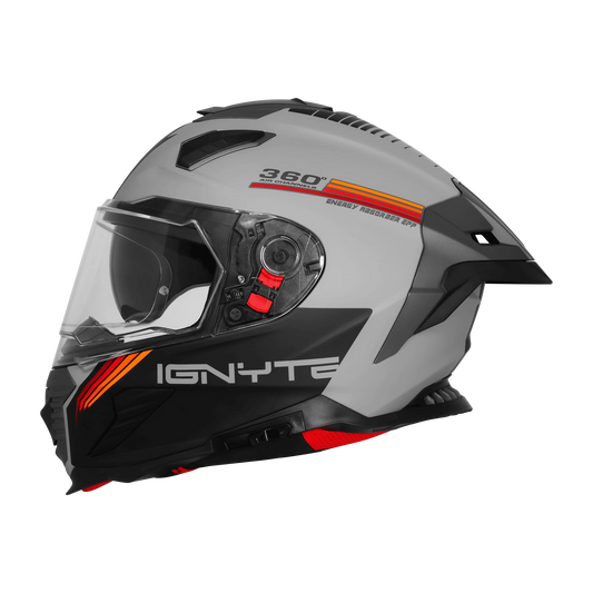 Ignyte Ign 16 Quantumm Titanium Gray Orange Red Full Face Helmet