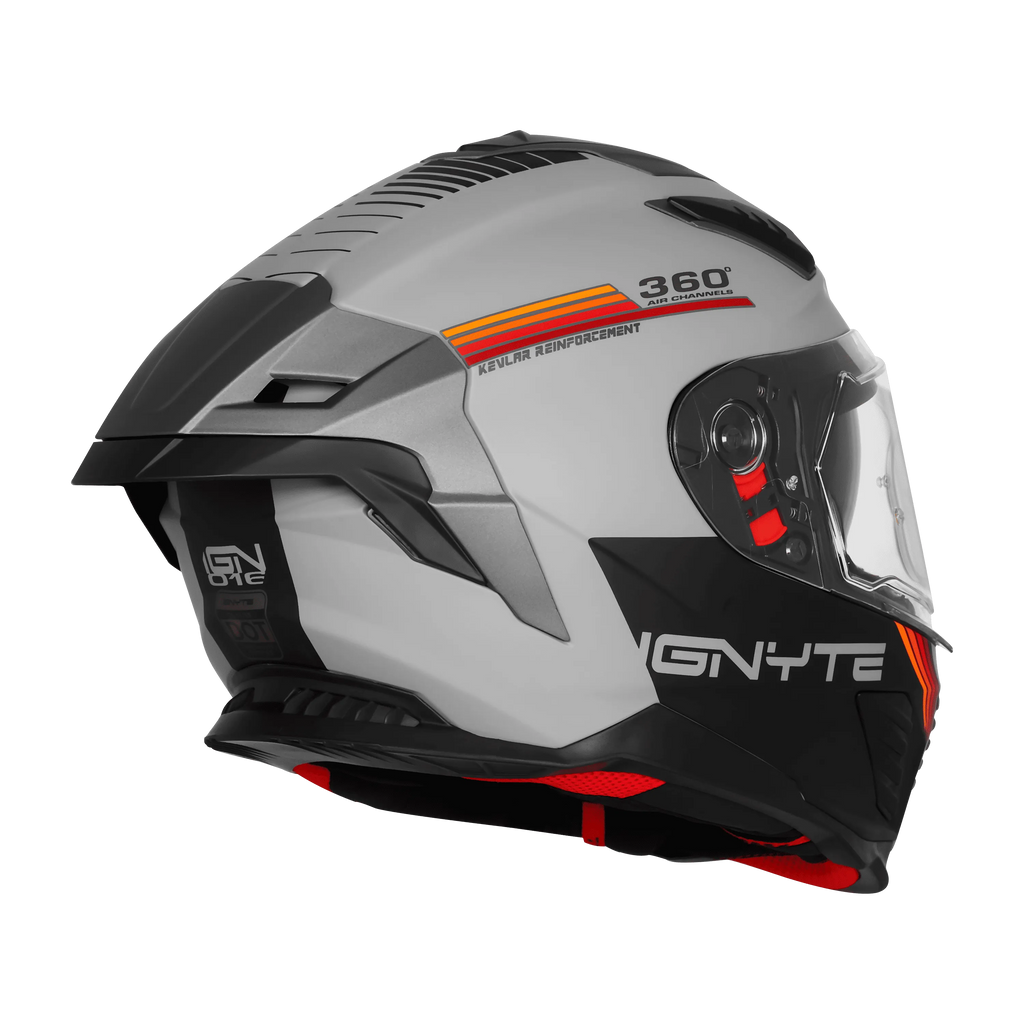 Ignyte Ign 16 Quantumm Titanium Gray Orange Red Full Face Helmet