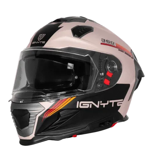 Ignyte Ign 16 Quantumm Warm Grey Red Orange Full Face Helmet