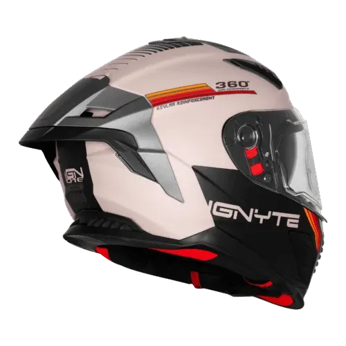 Ignyte Ign 16 Quantumm Warm Grey Red Orange Full Face Helmet
