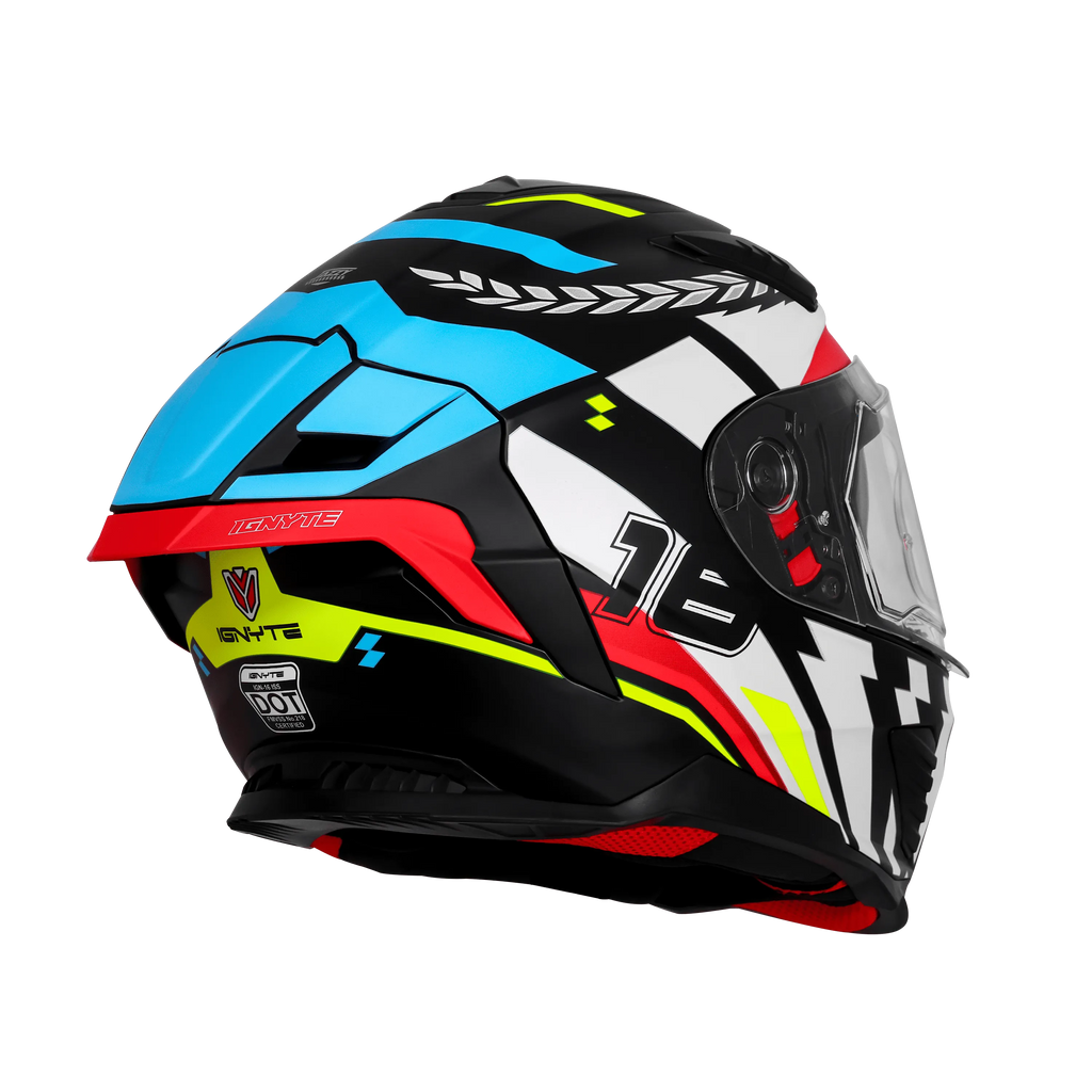 Ignyte Ign 16 Steady Black White Blue Full Face Helmet
