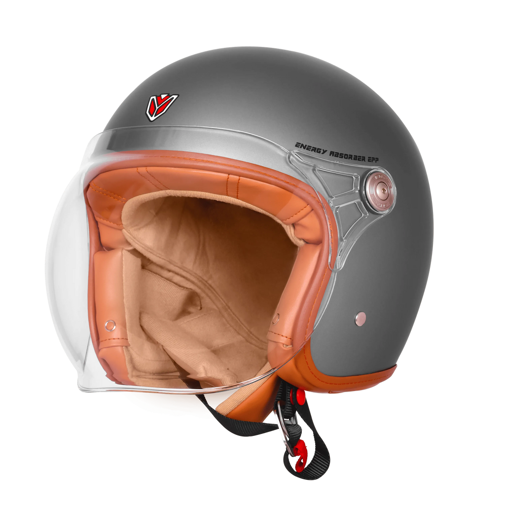 Ignyte Ign 58 Athena Gray Light Orange Half Face Helmet