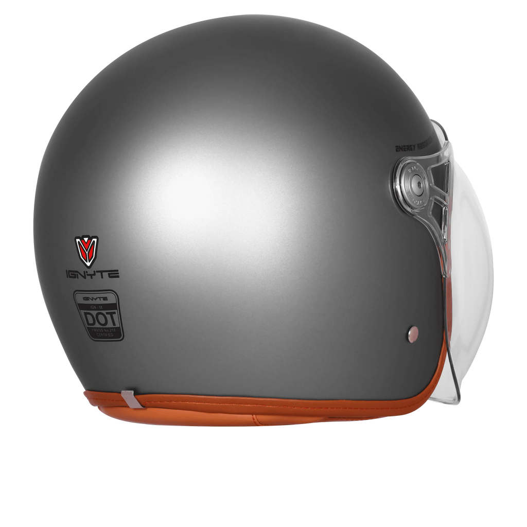 Ignyte Ign 58 Athena Gray Light Orange Half Face Helmet
